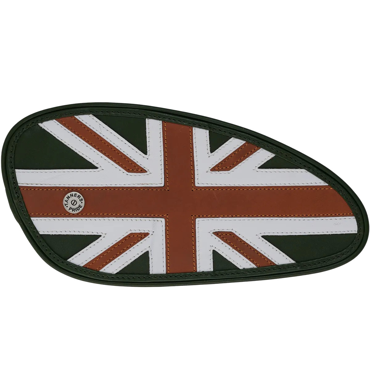 Tanners Pride Union Jack Tankpads (Interceptor 650) - Green Tan Combo Handcrafted Full-Grain Leather (View 5)
