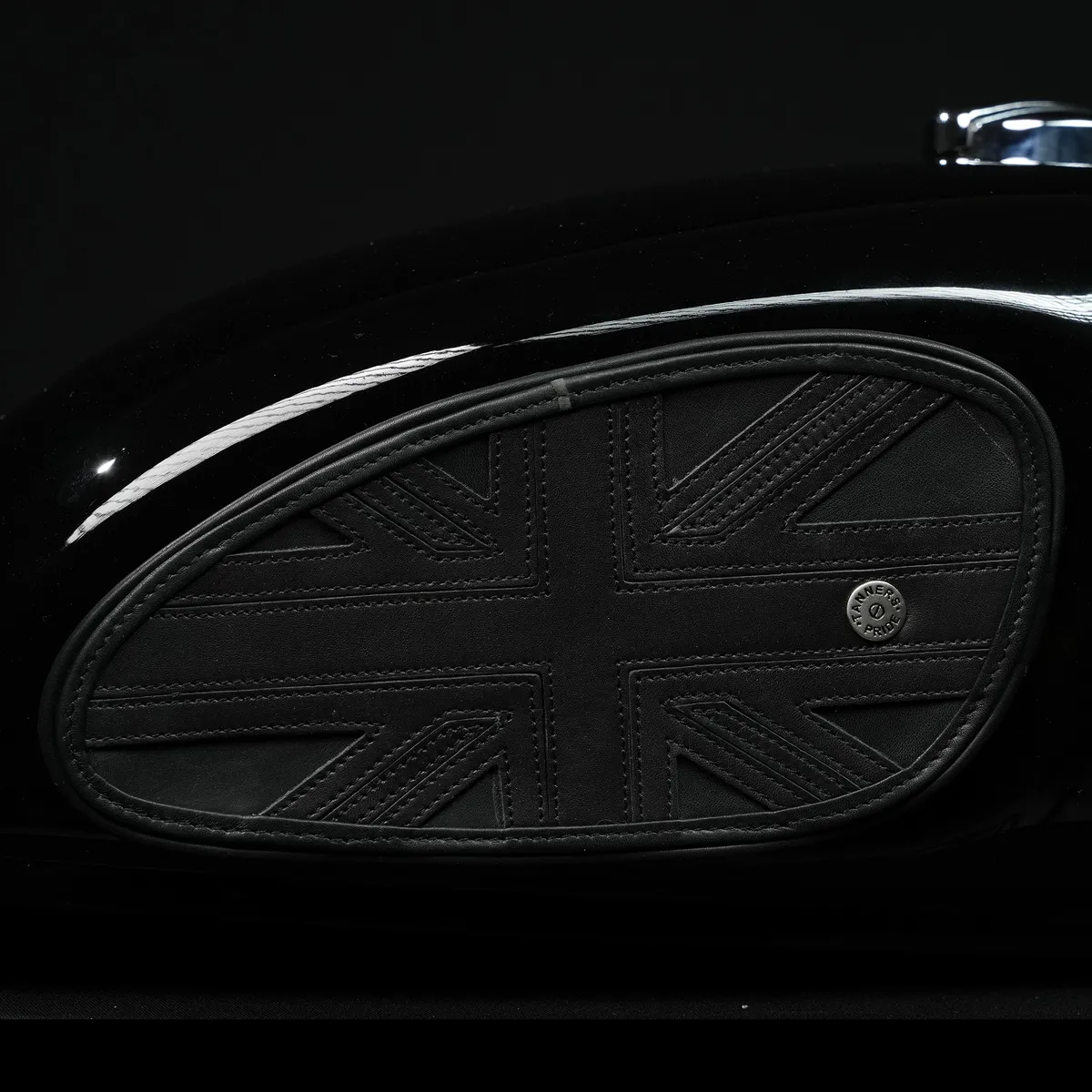 Tanners Pride Union Jack Tankpads (Interceptor 650) - Midnight Black Handcrafted Full-Grain Leather (View 9)