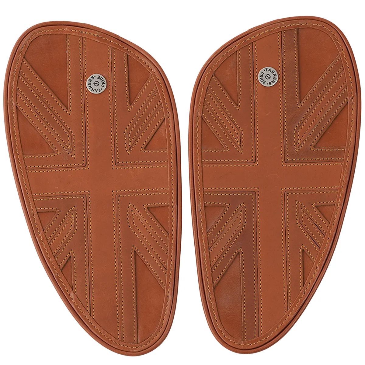 Tanners Pride Union Jack Tankpads (Interceptor 650) - Natural Tan Handcrafted Full-Grain Leather (View 2)