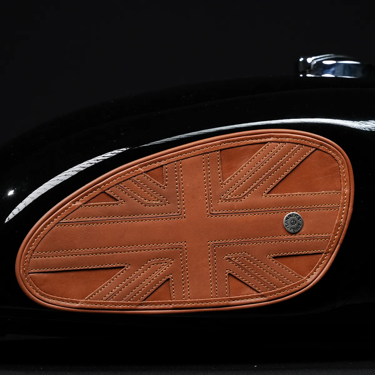 Tanners Pride Union Jack Tankpads (Interceptor 650) - Natural Tan Handcrafted Full-Grain Leather (View 8)