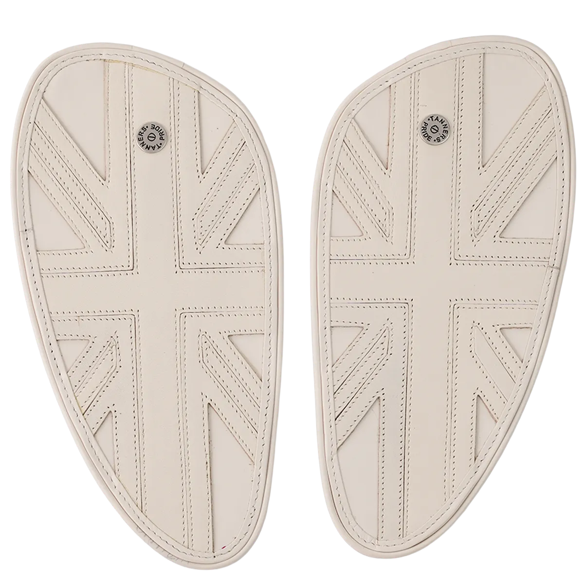 Tanners Pride Union Jack Tankpads (Interceptor 650) - Off White Handcrafted Full-Grain Leather (View 4)
