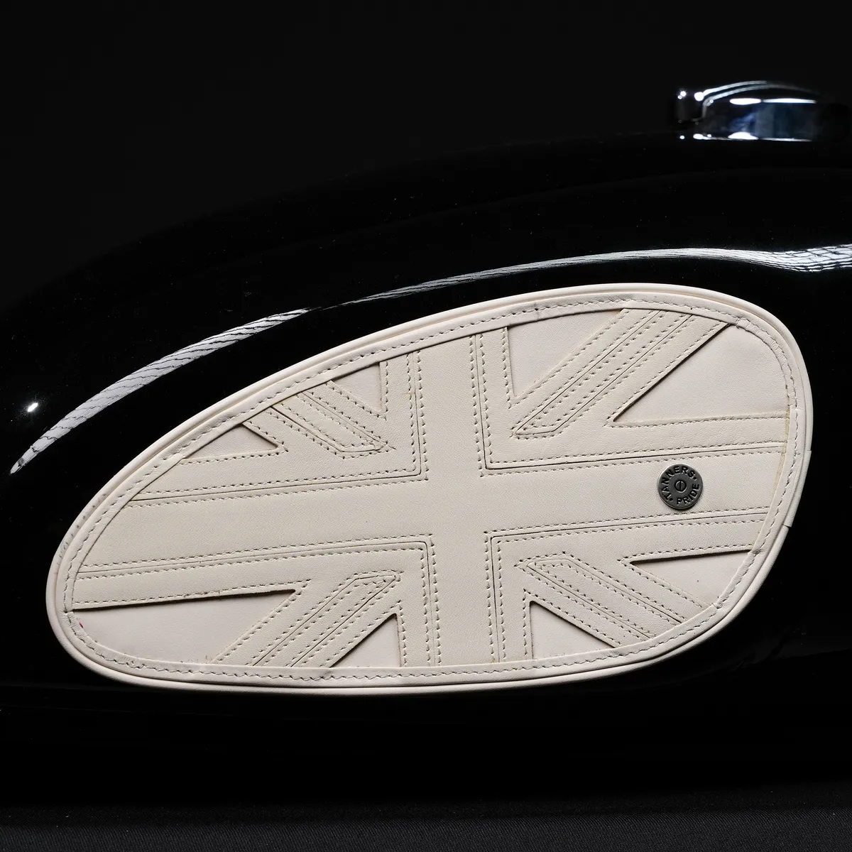 Tanners Pride Union Jack Tankpads (Interceptor 650) - Off White Handcrafted Full-Grain Leather (View 5)