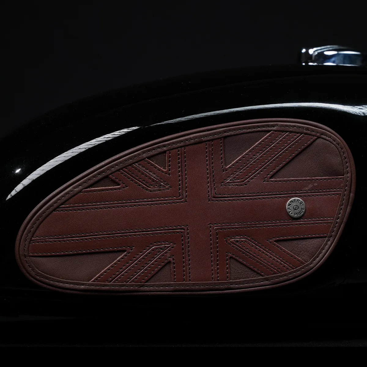 Tanners Pride Union Jack Tankpads (Interceptor 650) - Tobacco Brown Handcrafted Full-Grain Leather (View 10)