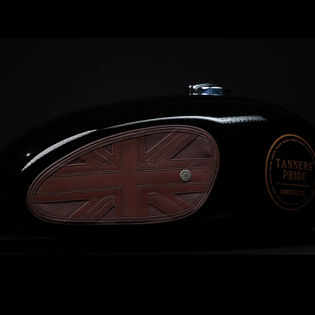 Tanners Pride Union Jack Tankpads (Interceptor 650) - Tobacco Brown Handcrafted Full-Grain Leather (View 11)