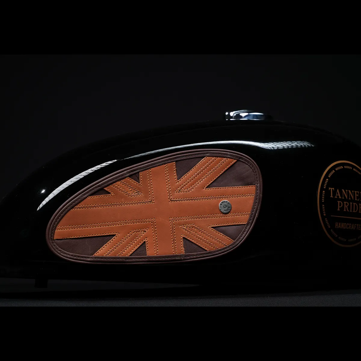 Tanners Pride Union Jack Tankpads (Interceptor 650) - Tobacco Brown Handcrafted Full-Grain Leather (View 13)