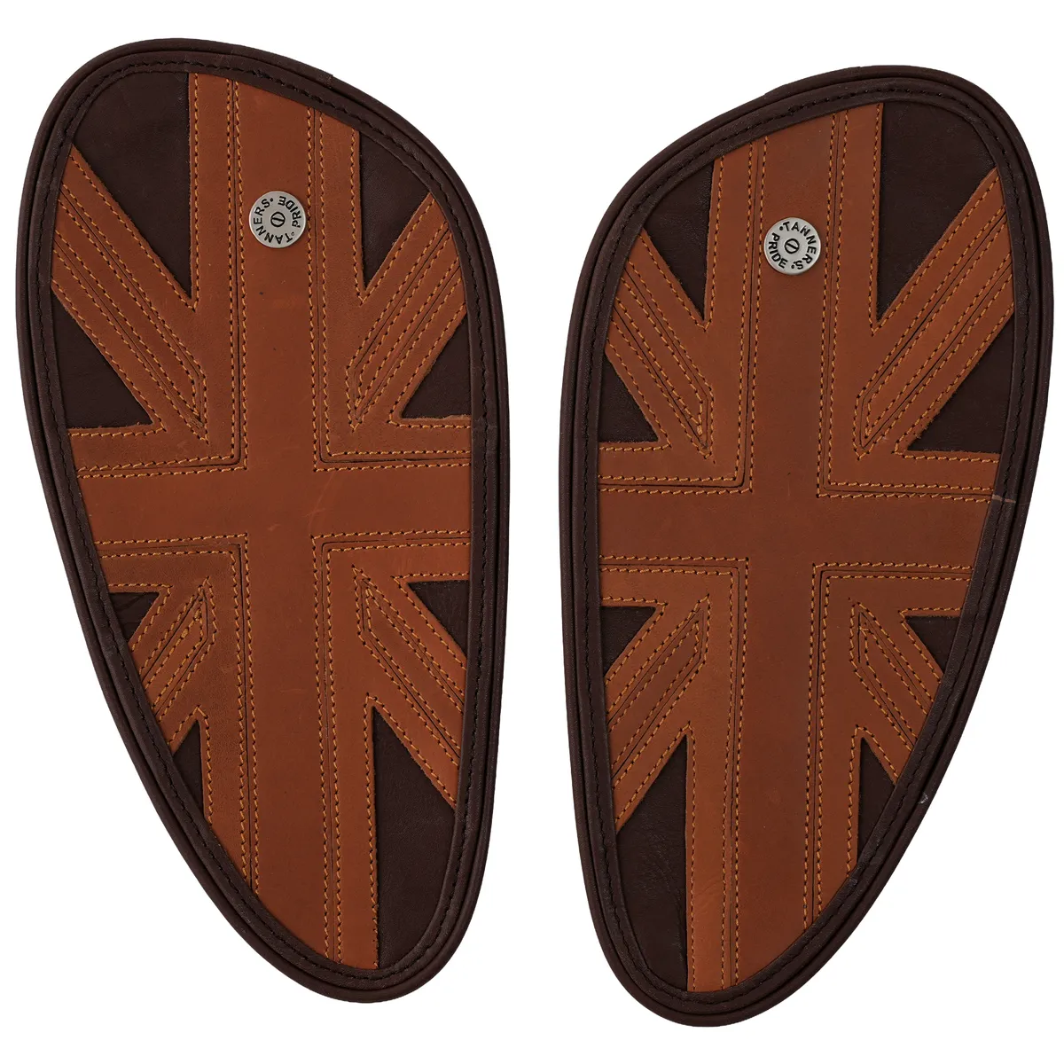 Tanners Pride Union Jack Tankpads (Interceptor 650) - Tobacco Brown Handcrafted Full-Grain Leather (View 14)