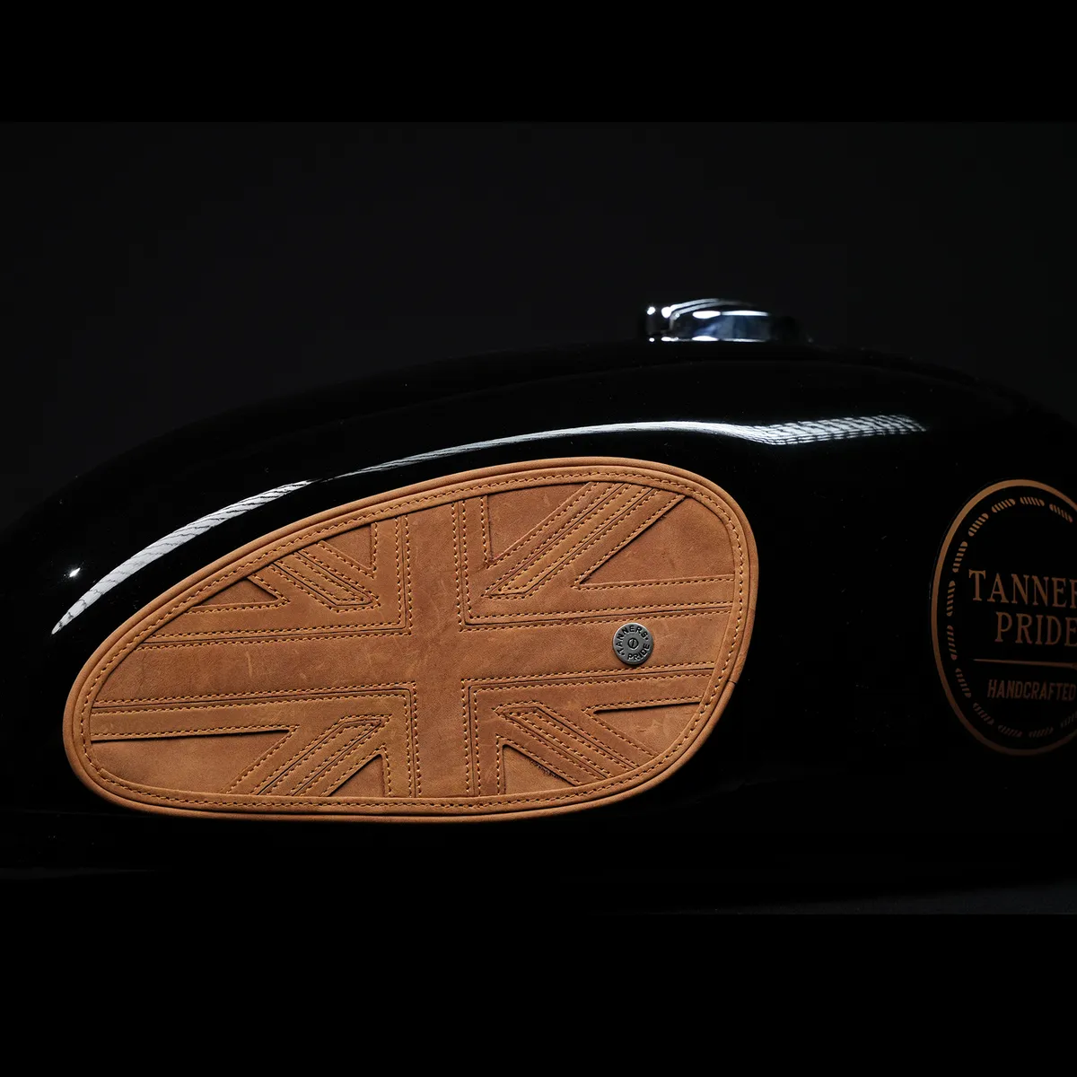 Tanners Pride Union Jack Tankpads (Interceptor 650) - Tobacco Brown Handcrafted Full-Grain Leather (View 2)