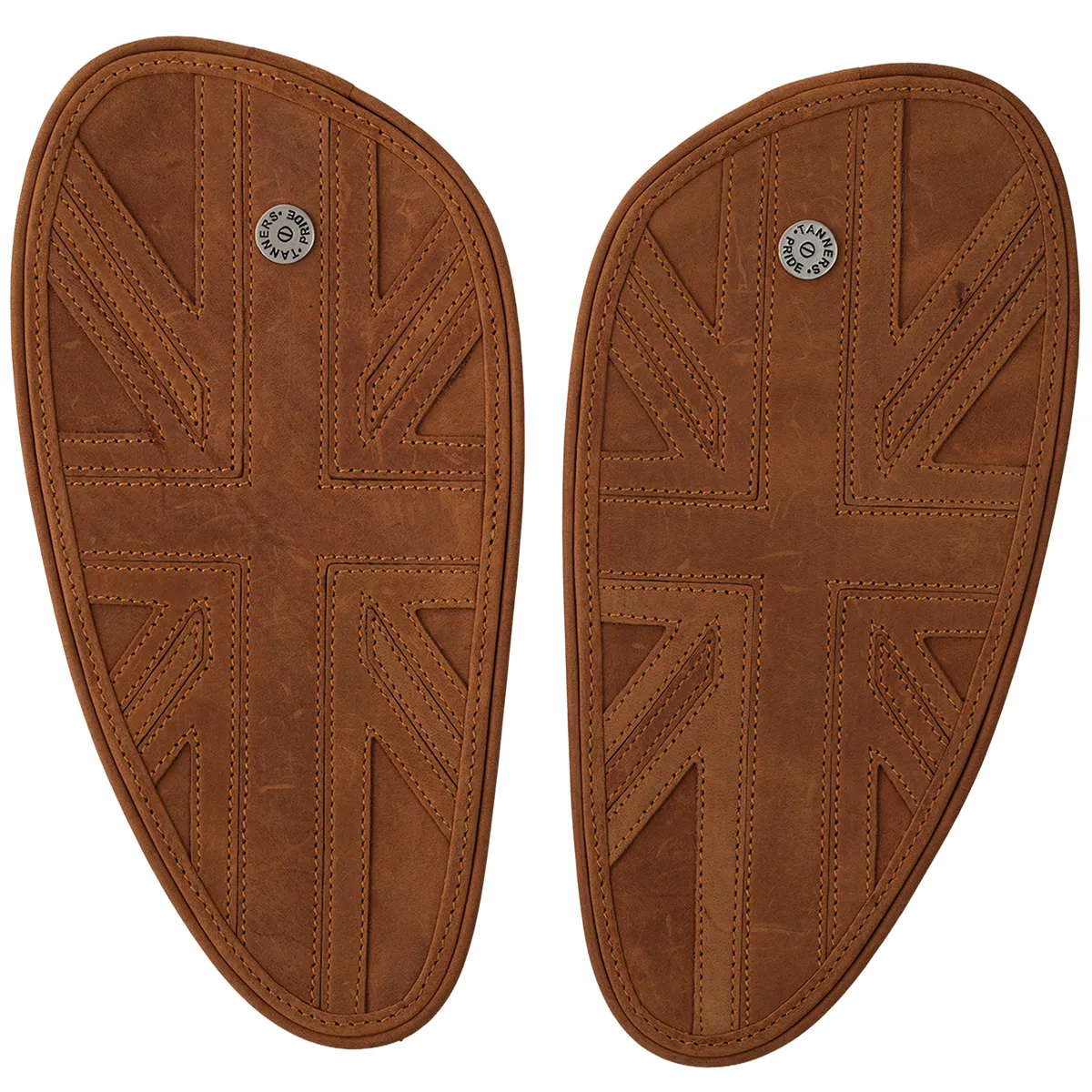 Tanners Pride Union Jack Tankpads (Interceptor 650) - Tobacco Brown Handcrafted Full-Grain Leather (View 3)