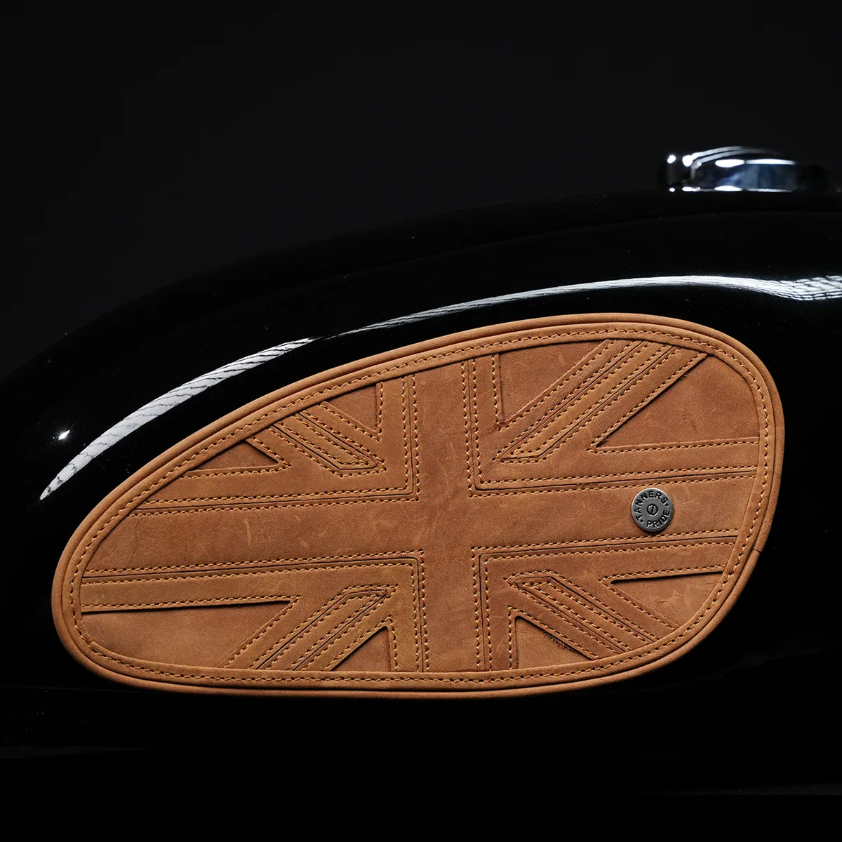 Tanners Pride Union Jack Tankpads (Interceptor 650) - Tobacco Brown Handcrafted Full-Grain Leather (View 5)