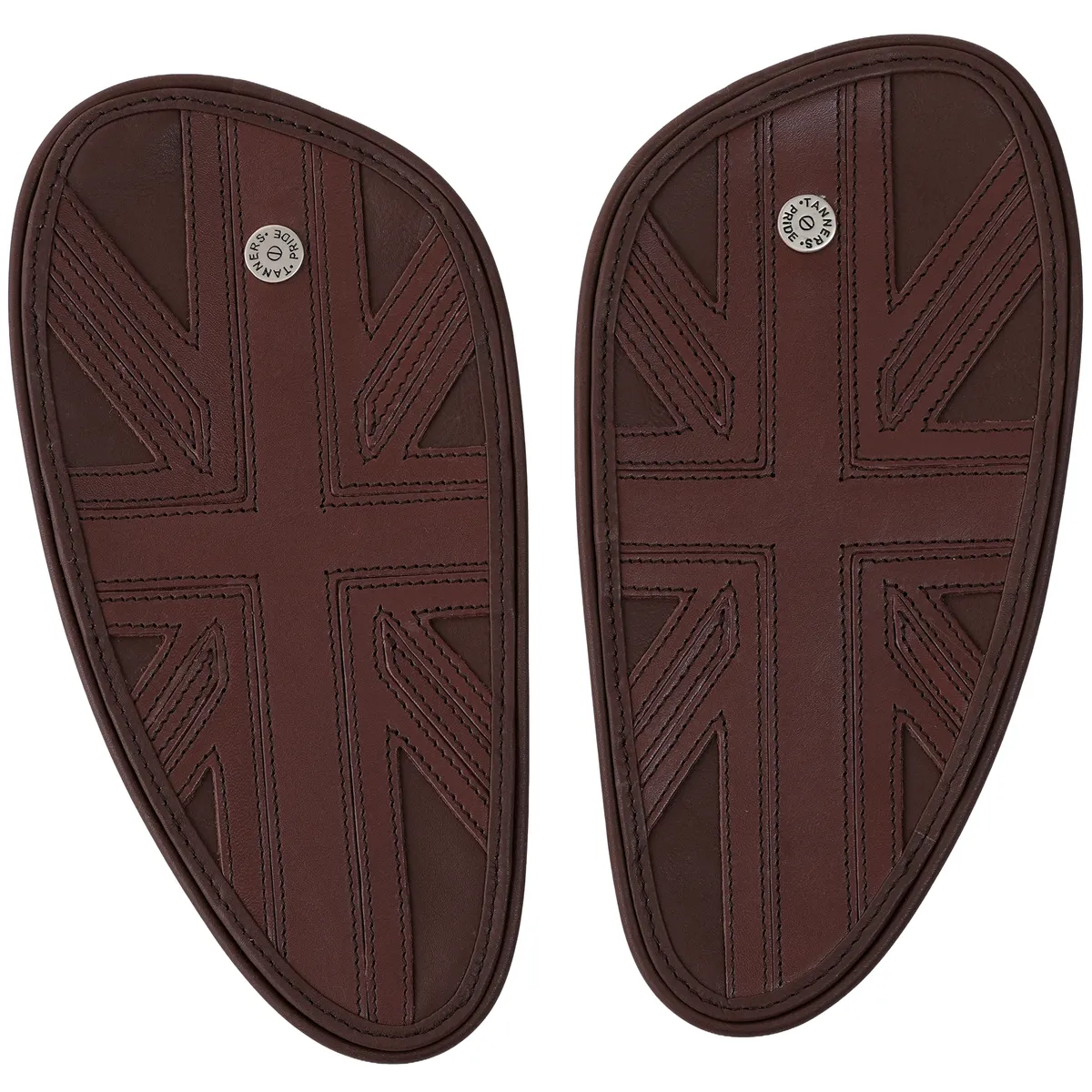 Tanners Pride Union Jack Tankpads (Interceptor 650) - Tobacco Brown Handcrafted Full-Grain Leather (View 8)