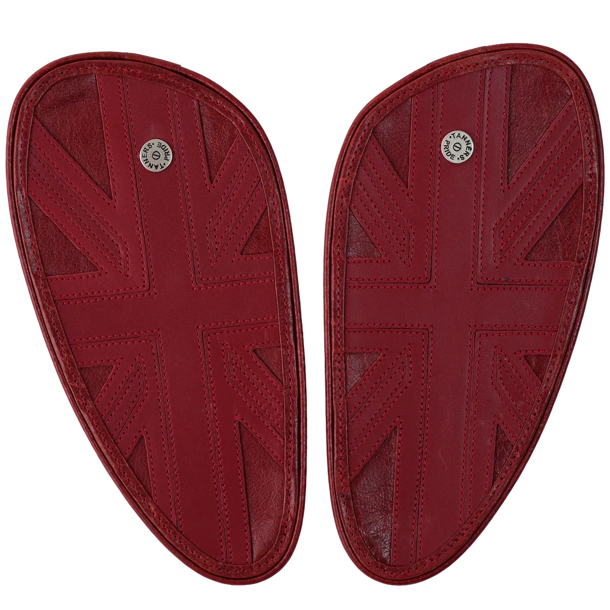 Tanners Pride Union Jack Tankpads (Interceptor 650) - Vintage Red Handcrafted Full-Grain Leather (View 1)