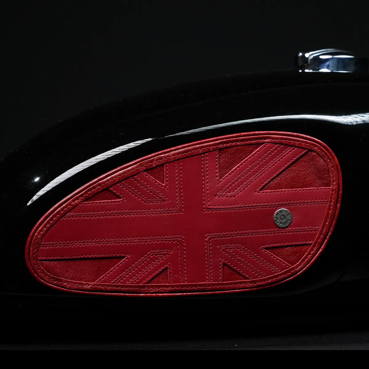 Tanners Pride Union Jack Tankpads (Interceptor 650) - Vintage Red Handcrafted Full-Grain Leather (View 4)