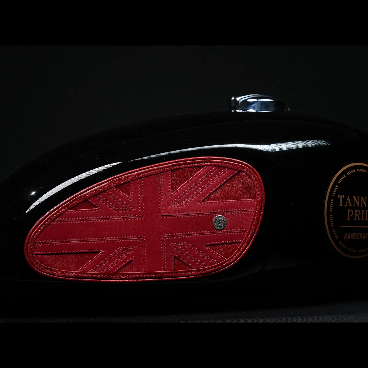 Tanners Pride Union Jack Tankpads (Interceptor 650) - Vintage Red Handcrafted Full-Grain Leather (View 6)