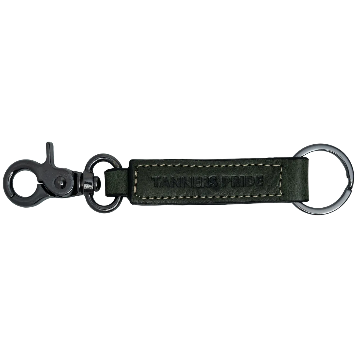 Tanners Pride Wild Leather Keychain with Antique Brass Hardware | Handmade Genuine Leather Key Holder - Forest Green Handcrafted Full-Grain Leather (View 2)