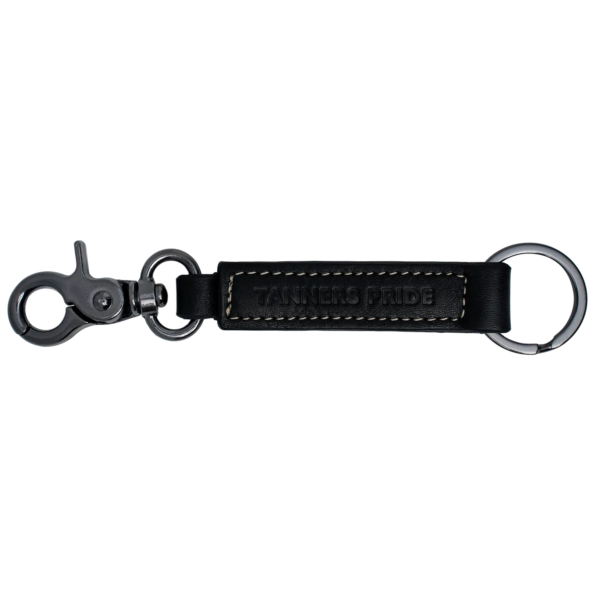 Tanners Pride Wild Leather Keychain with Antique Brass Hardware | Handmade Genuine Leather Key Holder - Midnight Black Handcrafted Full-Grain Leather (View 1)