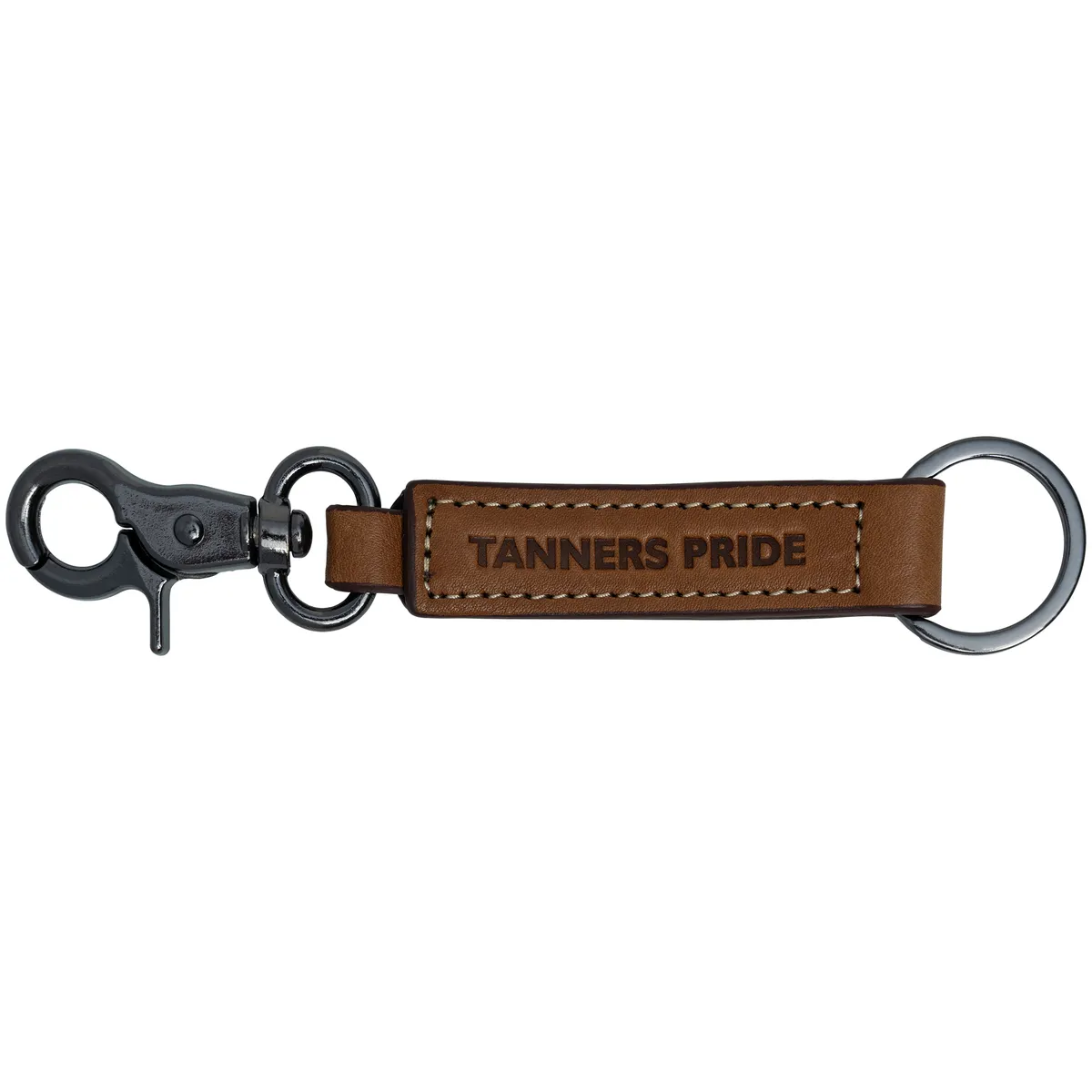 Tanners Pride Wild Leather Keychain with Antique Brass Hardware | Handmade Genuine Leather Key Holder - Natural Tan Handcrafted Full-Grain Leather (View 2)
