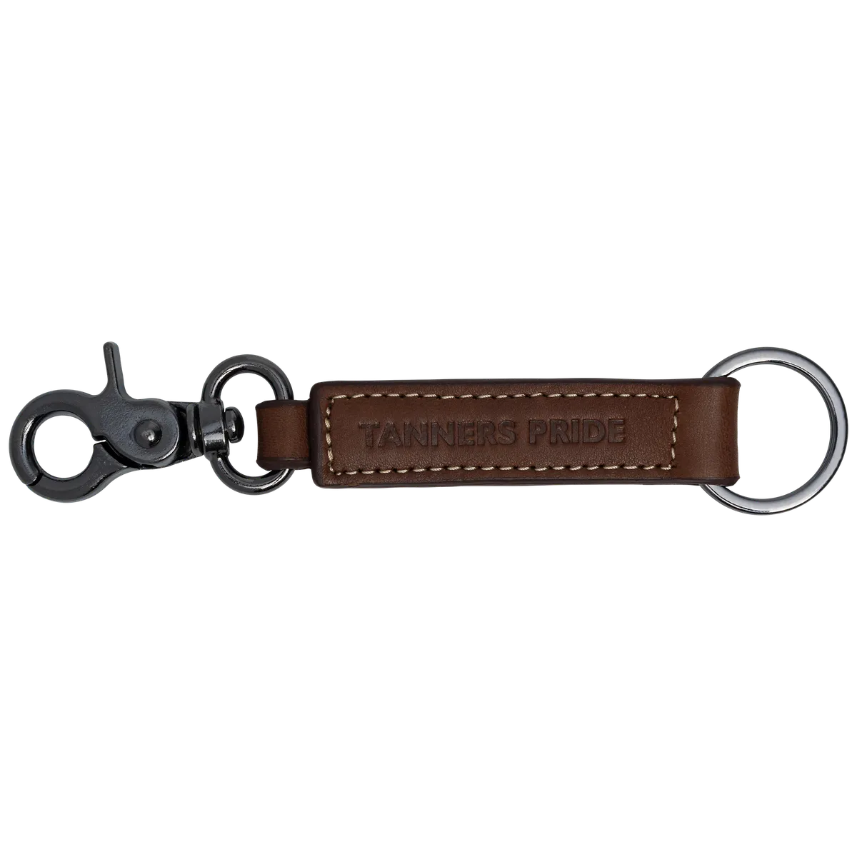 Tanners Pride Wild Leather Keychain with Antique Brass Hardware | Handmade Genuine Leather Key Holder - Tobacco Brown Handcrafted Full-Grain Leather (View 1)