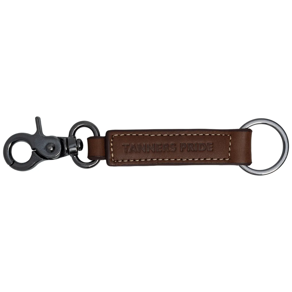 Tanners Pride Wild Leather Keychain with Antique Brass Hardware | Handmade Genuine Leather Key Holder - Tobacco Brown Handcrafted Full-Grain Leather (View 2)