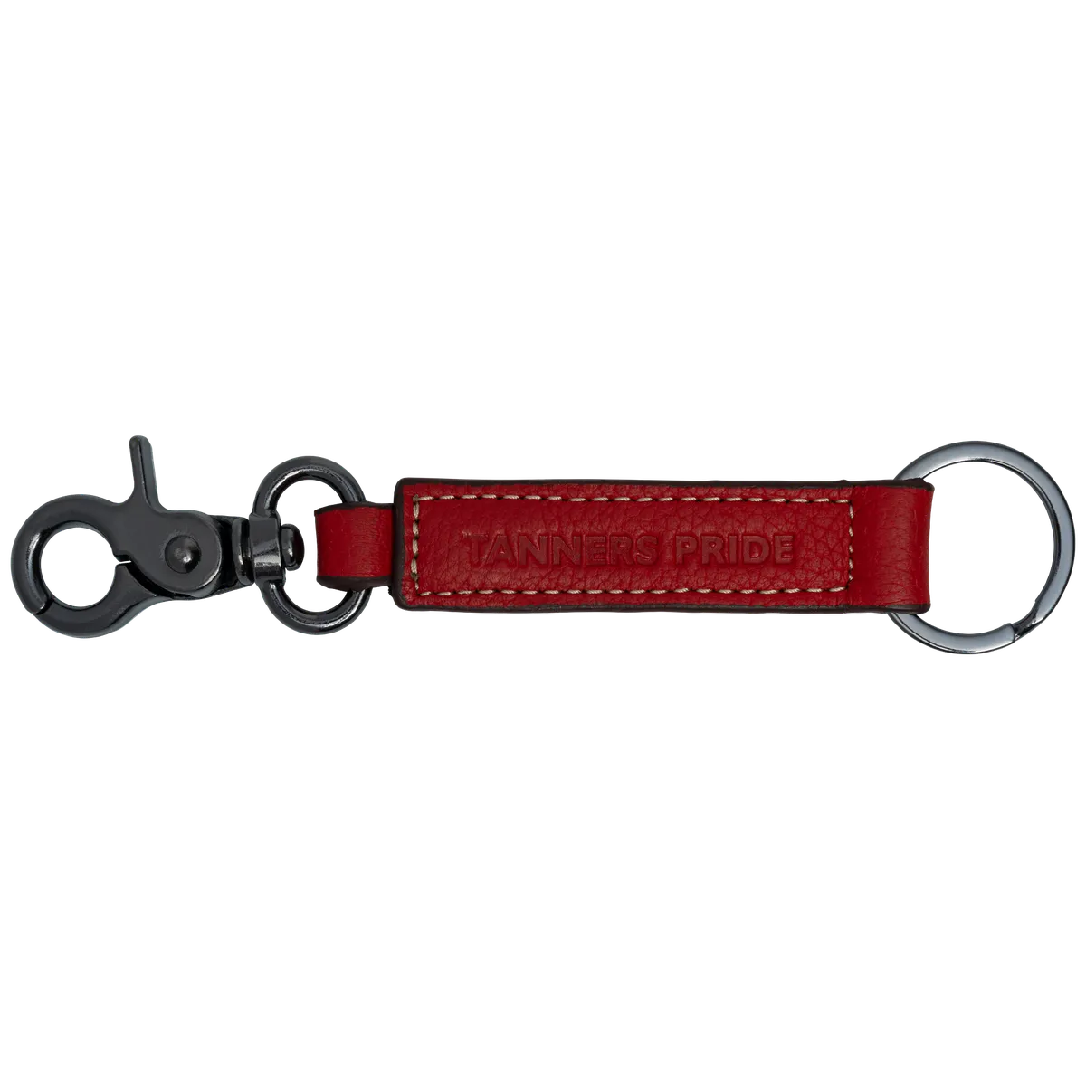 Tanners Pride Wild Leather Keychain with Antique Brass Hardware | Handmade Genuine Leather Key Holder - Vintage Red Handcrafted Full-Grain Leather (View 2)